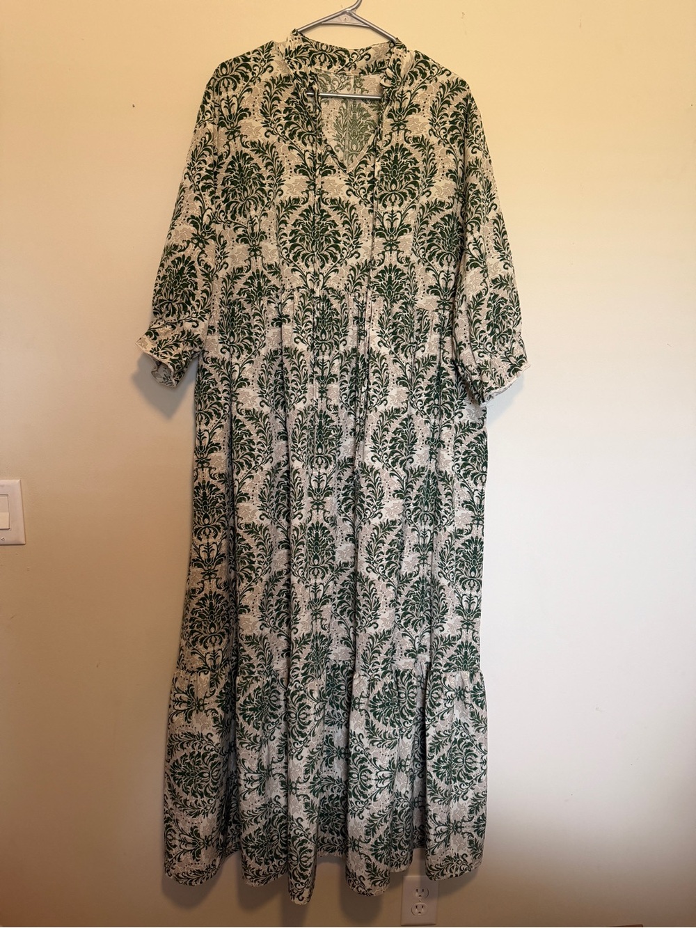 SHEIN Green and Cream Floral Print Maxi Dress